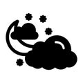 Clouds, snow, winter, moon fully editable vector icon