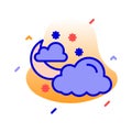 Clouds, snow, winter, moon fully editable vector icon