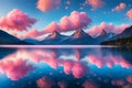 Clouds Spread Across the Sky: Resembling the Fluffiness of Bubblegum with Pastel Pink and Baby Blue Hues