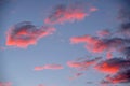 Clouds stained with red light of the setting sun. Royalty Free Stock Photo
