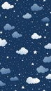 clouds and stars in the night sky on a blue background Royalty Free Stock Photo