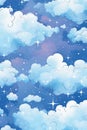 clouds and stars in the night sky with a blue sky background Royalty Free Stock Photo