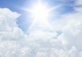 Clouds and sun in the blue sky for background texture Royalty Free Stock Photo