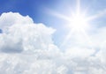 Clouds and sun in the blue sky for background texture Royalty Free Stock Photo