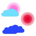 clouds sun cartoon. Cute summer wallpaper. Vector illustration. stock image. Royalty Free Stock Photo