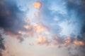 Clouds with sun flair shot taken at the time of sunset. Royalty Free Stock Photo