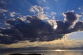 Clouds and sun over Lake Ohrid, North Macedonia Royalty Free Stock Photo
