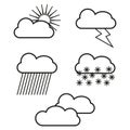 Clouds sun rain icon. Universal icons. Hot weather symbol. Computer interface. Vector illustration. Stock image. Royalty Free Stock Photo