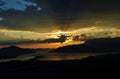 The clouds and the Sunset at Kotor bay Royalty Free Stock Photo