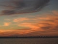 Clouds at Sunset over the Bridge to South Padre Island, Texas Royalty Free Stock Photo