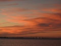 Clouds at Sunset over the Bridge to South Padre Island, Texas Royalty Free Stock Photo