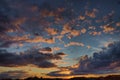 Clouds at sunset over the Neva River in St. Petersburg