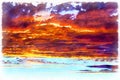 Clouds on sunset sky colorful painting Royalty Free Stock Photo