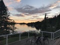 Sunset on the deck, Lake of the Woods, Kenora, Ontario, Canada Royalty Free Stock Photo