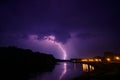 Clouds and thunder lightnings and storm Royalty Free Stock Photo