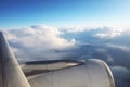 Clouds from the top and dramatic sunset, airplane view Royalty Free Stock Photo