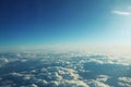 Clouds from the top and dramatic sunset, airplane view Royalty Free Stock Photo