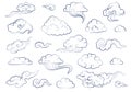 Clouds in traditional Chinese style. Big set of weather elements clouds, fog, cloudlet, wind