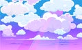 226_Vector pink sky clouds. Anime clean style Royalty Free Stock Photo