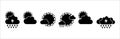 Clouds weather icon set. Noon day forecast vector icons sets. Weathers cloudy sign. Contain symbol of cloudy, rain, heavy rains, Royalty Free Stock Photo