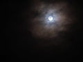 Clouds were All Over The Sky behind The Halo Moon Royalty Free Stock Photo