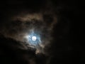 Clouds were All Over The Sky behind The Halo Moon Royalty Free Stock Photo