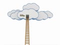 Clouds with Wooden Ladder, Competition and Cloud Computing Concept Royalty Free Stock Photo