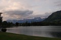 Clouds at Zell am See lake or Zellersee at sunset in Austria