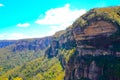 Cloudscape above the beautiful mountain view of Jamison Lookout at Wentworth Falls,New South Wales,Australia. Royalty Free Stock Photo