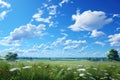 Cloudscape. Aerial view. Clouds. Blue sky background with tiny clouds. View from airplane window. Copy space.