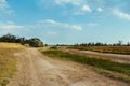 Cloudscape blue sky river lake forest sand beach daylight landscape