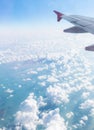 Cloudscape Blue sky white cloud and airplane Royalty Free Stock Photo