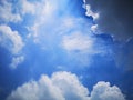 Cloudscape blue sky and white clouds with bright sunlight and shadow Royalty Free Stock Photo