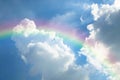 Cloudscape with blue sky and white clouds rainbow Royalty Free Stock Photo