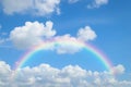 Cloudscape with blue sky and white clouds rainbow Royalty Free Stock Photo