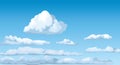 Cloudscape blue sunny sky clouds fluffy cumulus atmosphere heaven vector Royalty Free Stock Photo