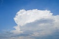 Low Angle View Of Clouds In Sky. Epic storm cloudscape. Soft sunlight, sun rays. Clear blue sky. Natural pattern, texture, Royalty Free Stock Photo