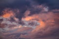 Cloudscape, Colored Clouds at Sunset near the Ocean Royalty Free Stock Photo