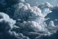 Cloudscape of condensed clouds in dark atmosphere in the sky. Background.