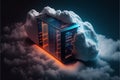 Cloudscape digital online service for global network. Server cloud data storage concept. Web database backup computer