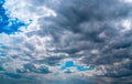 The vast blue sky and clouds sky. The cloudy sky before rain white gray clouds on blue sky natural background Royalty Free Stock Photo