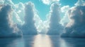 Cloudscape Illustration with Blue Sky and Reflective Surface Royalty Free Stock Photo