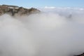 Cloudscape. Mountain range and peaks covered in clouds, fog and mist on Madeira Island , Portugal