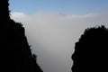 Cloudscape. Mountain range and peaks covered in clouds, fog and mist on Madeira Island , Portugal