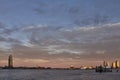 Cloudscape over East River at sunset, USA Royalty Free Stock Photo