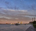 Cloudscape over East River at sunset, USA Royalty Free Stock Photo