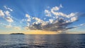 Cloudscape over the Marmara Sea, Istanbul, Turkey. Blue sky and large cloud cluster forming with diffuse clouds Royalty Free Stock Photo