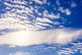 Cloudscape with a sun halo on the blue sky with clouds Royalty Free Stock Photo