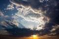 Cloudscape with the sun rays radiating from behind the cloud Royalty Free Stock Photo