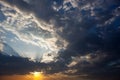 Cloudscape with the sun rays radiating from behind the cloud Royalty Free Stock Photo